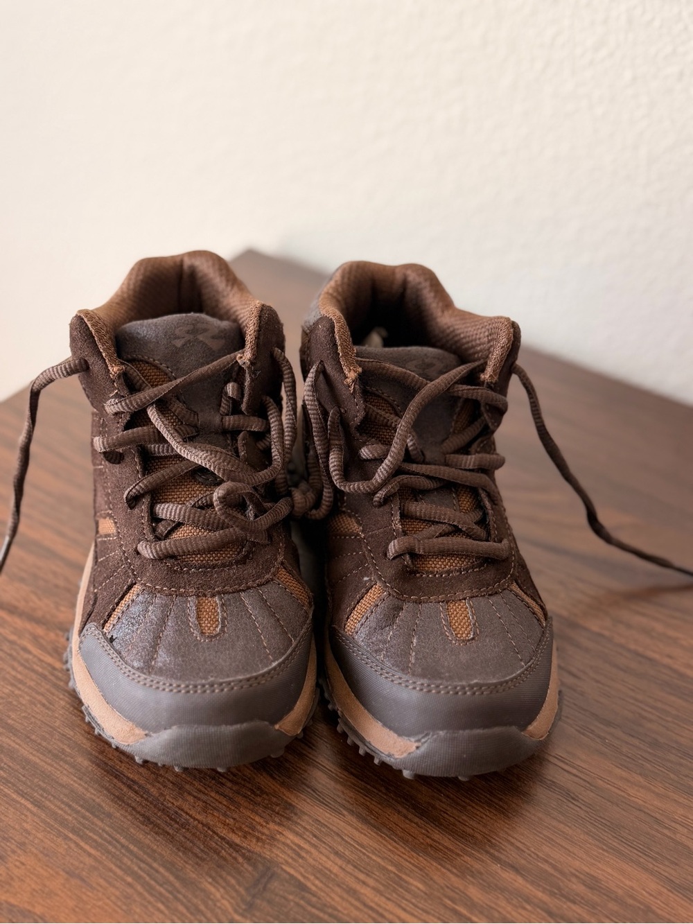 Stride Rite Brown and Tan Kids Lace-Up Hiking Boots